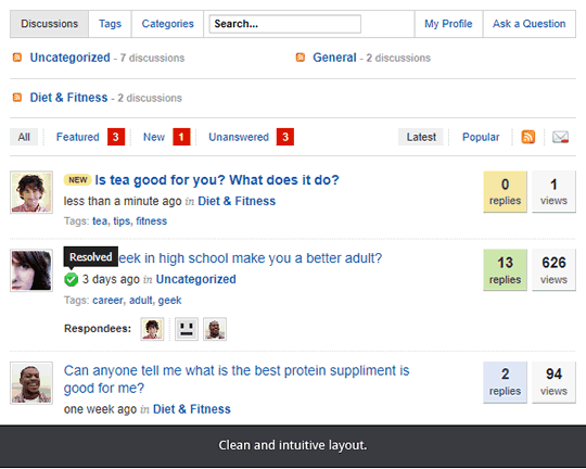 EasyDiscuss has a clean and intuitive layout