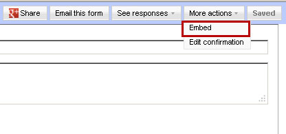 Teh Google form embed code