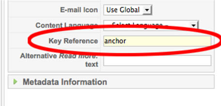 How to make Joomla article titles into anchors